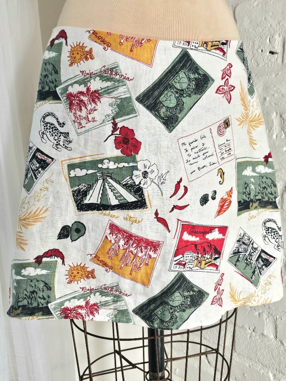 Reformation Postcards Linen Skirt Size 10 Baja California Print Mini Skirt - Picture 3 of 8